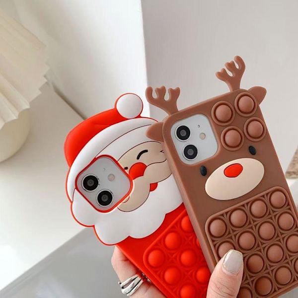 Reindeer Pop It Silicone Skal iPhone X / XS - Brun Brun