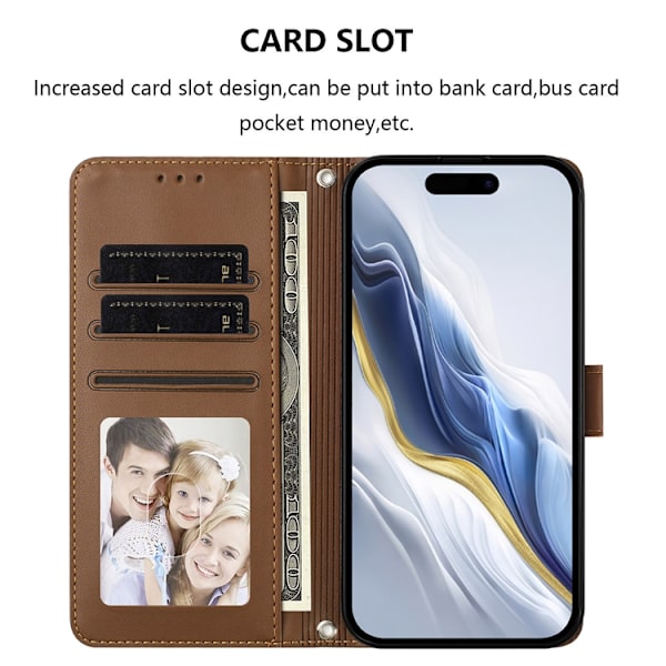 OnePlus 15 5G Konstläder Plånboksfodral Love Cat Pattern Imprint Brun