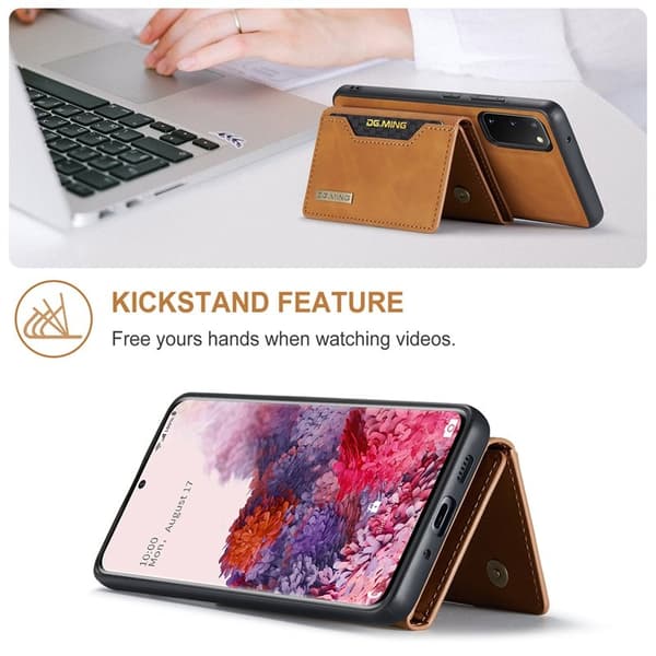 DG.MING Konstläder Plånboksfodral för Samsung Galaxy S20 5G - Brun