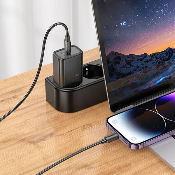 HOCO Hurtigoplader USB-C 30W USB-C/Lightning-kabel N62 PD QC Black