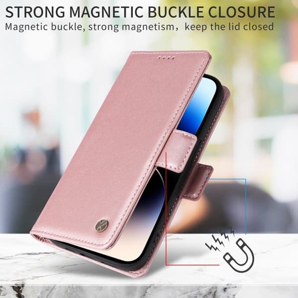 YIKATU Samsung Galaxy S26 Plus Plånboksfodral Konstläder Ställfunktion Roséguld