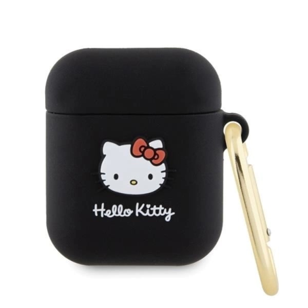 Hello Kitty AirPods 1/2 Shell Silicone 3D Kitty Head - musta