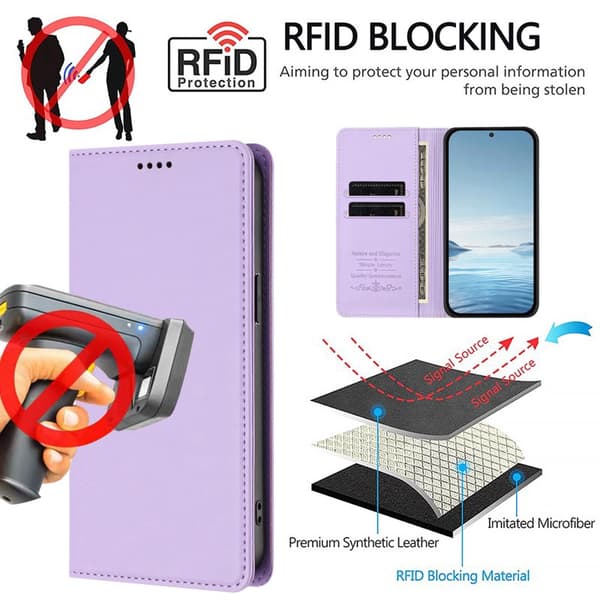 Plånboksfodral för Samsung Galaxy S26 Plus Konstläder RFID - Ljuslila