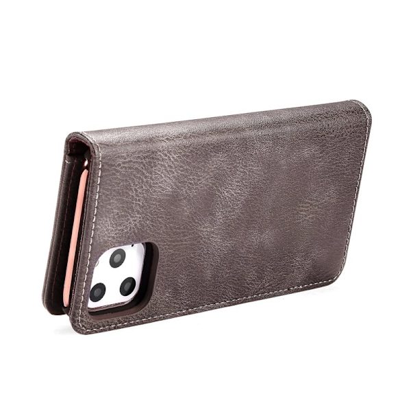 DG.MING iPhone 11 Pro Plånboksfodral 2-i-1 i Äkta läder- Grå