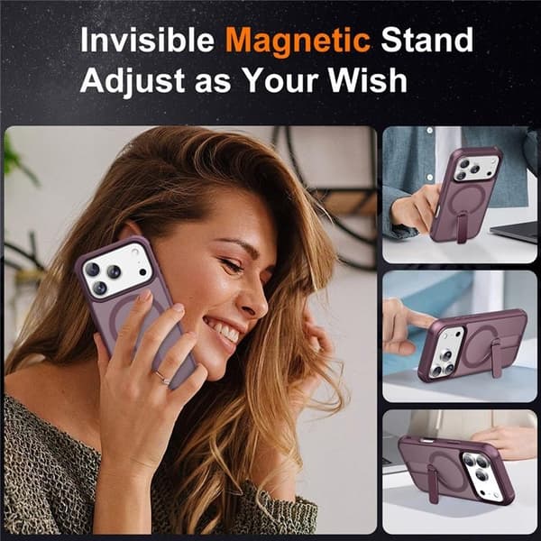Mobilskal till iPhone 17 Pro MagSafe Kickstand - Vinröd Vinröd