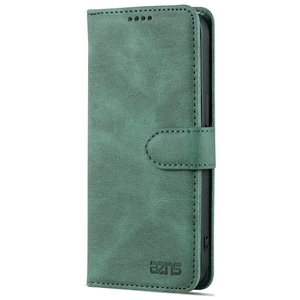 AZNS iPhone 13 Pro Plånboksfodral Konstläder - Ställfunktion - Grön