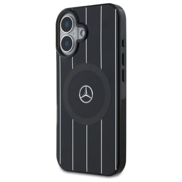 Mercedes telefontaske til iPhone 16 MagSafe MB krydsede linjer - sort Black