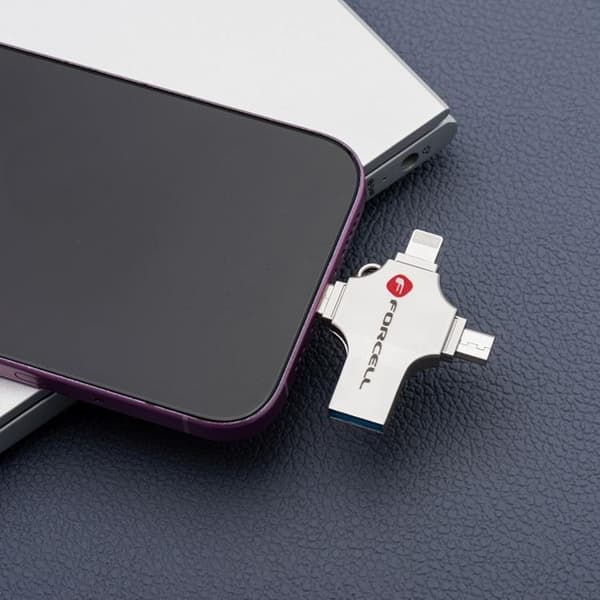 Forcell Pendrive 16GB USB 3.2 Gen 1(USB-A/USB-C/Lightning/Micro-USB) Silver