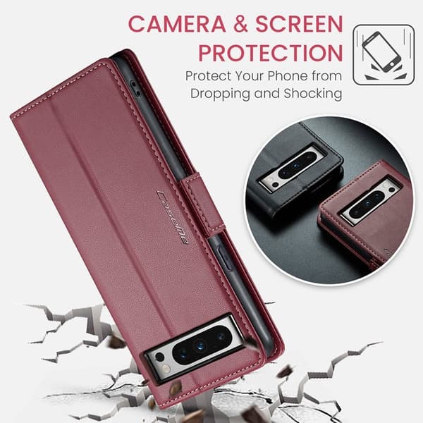 CASEME Plånboksfodral Konstläder till Google Pixel 8 Pro - Röd