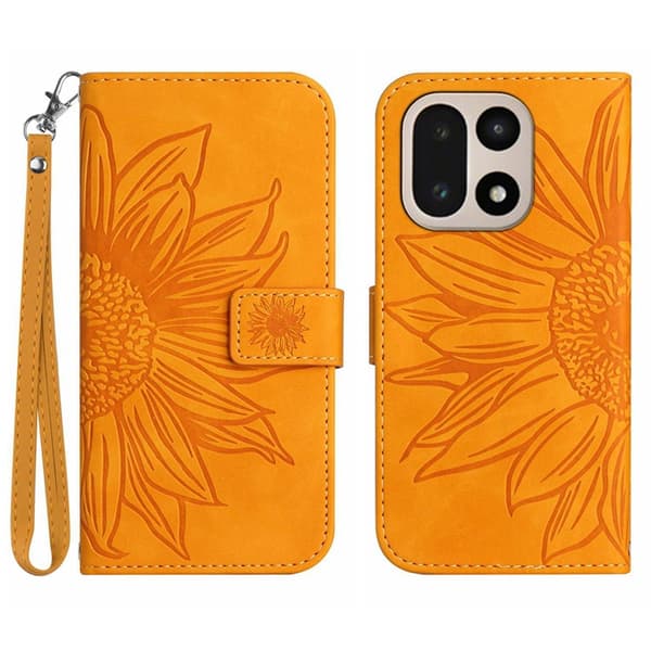 OnePlus 15 Plånboksfodral Sunflower Imprint Konstläder Gul