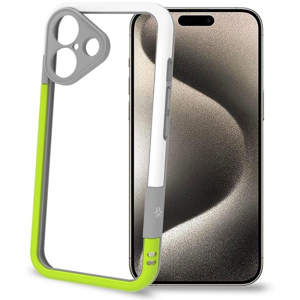 Celly Mobilskal till iPhone 16 Bumper - Vit/Limegrön Grön