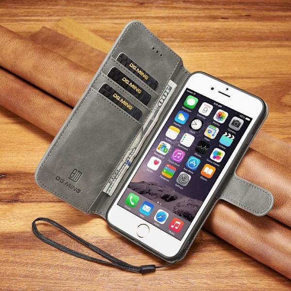 DG.MING Retro Plånboksfodral Konstläder för iPhone 6s Plus - Grå