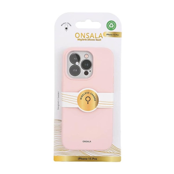 Onsala iPhone 15 Pro -puhelinkuori Magsafe-silikoni - Pinkki