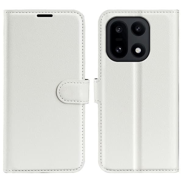 AMORUS OnePlus 15 Konstläder Plånboksfodral Litchi Shockproof - Vit Vit