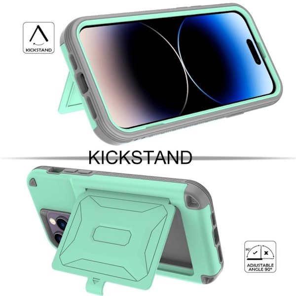 iPhone 14 Pro Max Skal Korthållare Mirror Kickstand - Grön