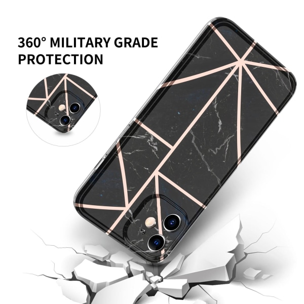 BOOM - Grid cover til iPhone 12 Mini - Sort Marmor Black