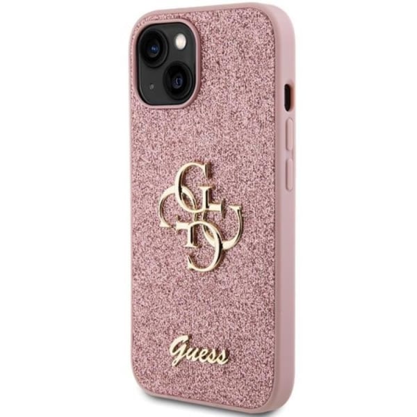 Guess iPhone 15 Plus Mobilskal Glitter Script Big 4G - Pinkki