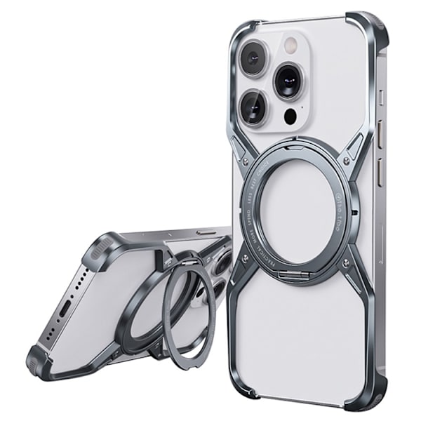 Mobilskal till iPhone 16 Pro Bumper Frameless Kickstand - Grå Grå