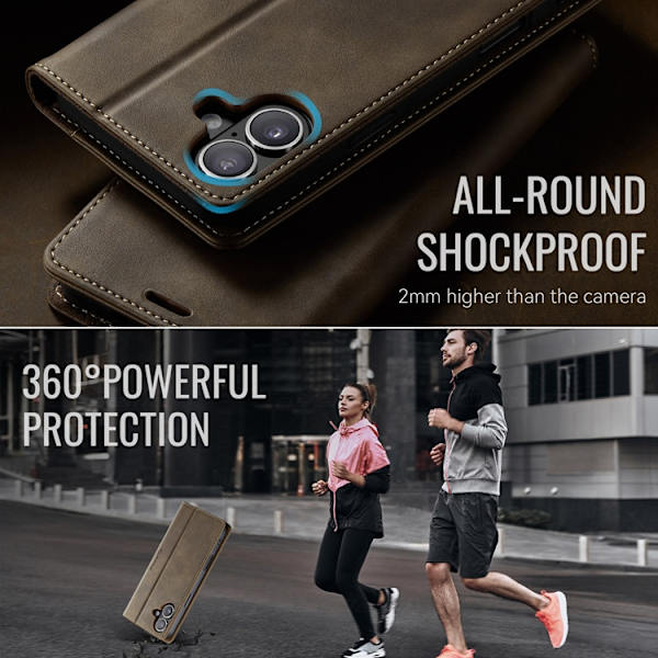 Caseme iPhone 17 Plånboksfodral RFID Blocking 033 Series - Kaffe Brun