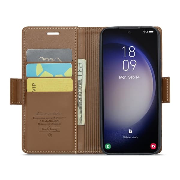 CASEME Plånboksfodral Konstläder för Samsung Galaxy S23+ - Brun