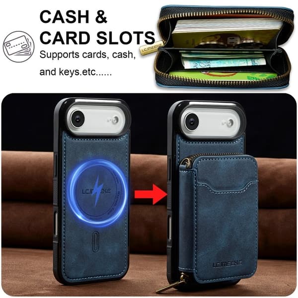 LC.IMEEKE L6 iPhone Air Plånboksfodral Magnetiskt Konstläder - Blå