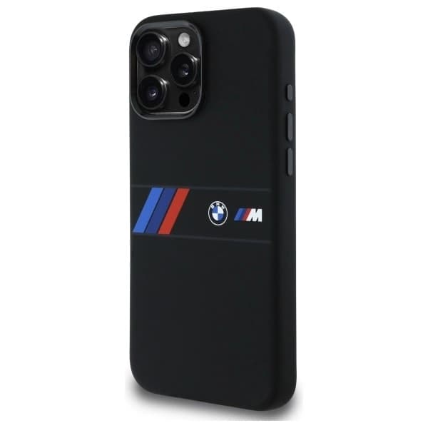 BMW telefontaske til iPhone 16 Pro Max MagSafe silikone mellemstribe - sort Black