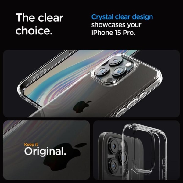 Spigen iPhone 15 Pro -kännykkäsuoja Ultra Hybrid - Crystal Clear