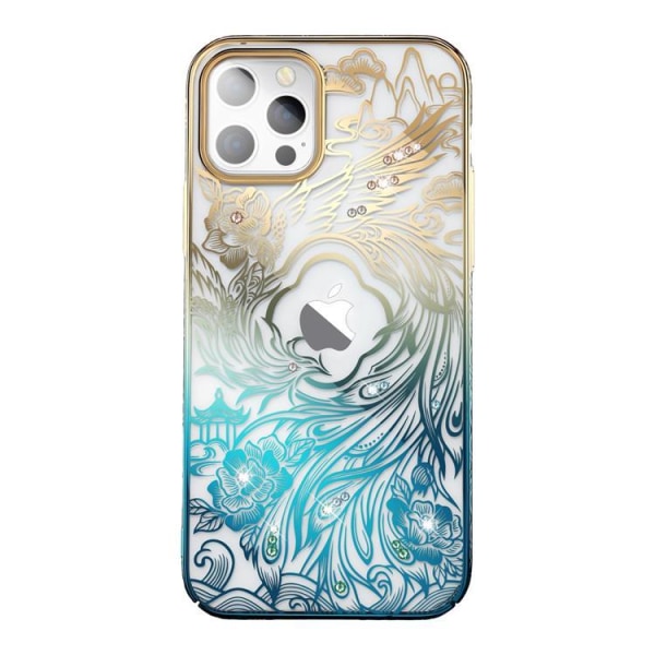 Kingxbar iPhone 14 Mobiltaske Luxury Phoenix - Guld/Blå