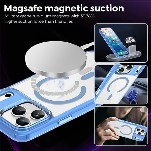 Mobilskal till iPhone 17 Pro MagSafe Transparent TPU+PC - Blå Blå