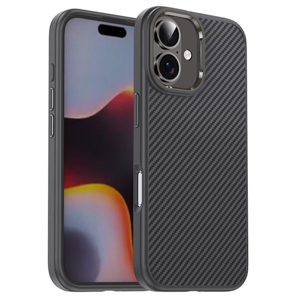 IPAKY Mobilskal till iPhone 16 Plus Carbon Fiber - Grå Grå