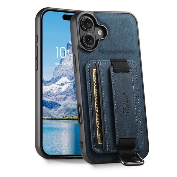 SUTENI Mobilskal till iPhone 16 Plus Litchi Texture - Blå Blå