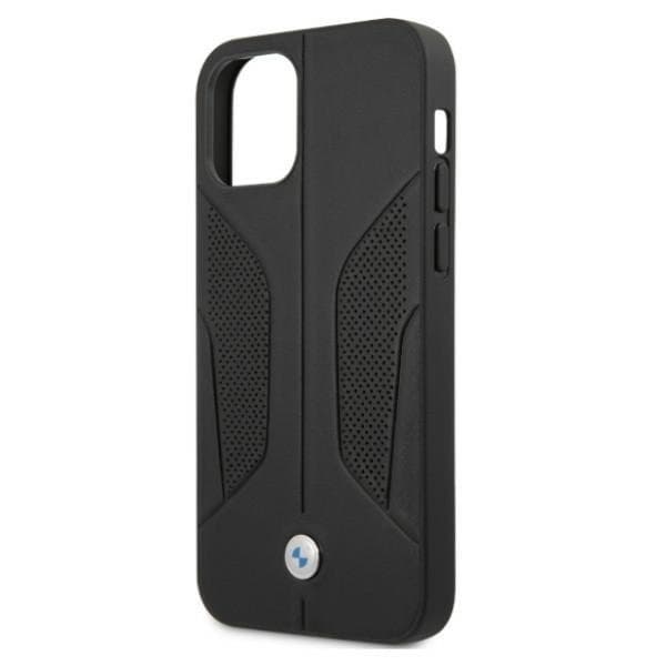 BMW Läder Perforate Sides Skal iPhone 12 / 12 Pro - Musta Black
