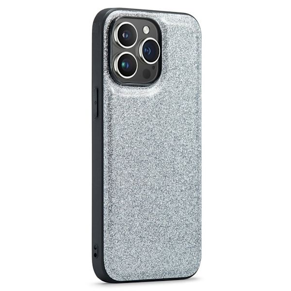 DG.MING Mobilskal till iPhone 13 Pro Max Glitter PU Läder Silver