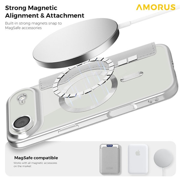AMORUS iPhone Air Plånboksfodral MagSafe RFID-Skydd - Titangråå Grå