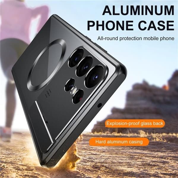 Galaxy S23 Ultra Mobilskal Magsafe Aroma Kickstand - Sølv Silver