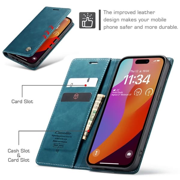 CASEME 013 Series Mobilskal till iPhone 16 Pro Max KortLäder Blå