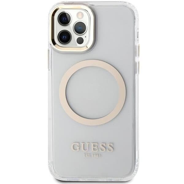 Guess iPhone 12 Pro/12 Mobilskal Magsafe Metall Outline - Guld Guld