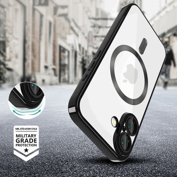 Tech-Protect telefontaske til iPhone 16e Magsafe Magflex - skinnende sort Svart