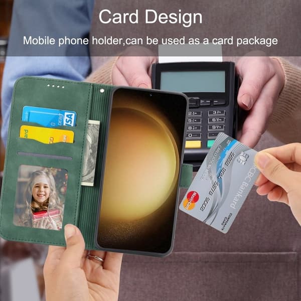 DIERFENG DF-03 Plånboksfodral till Samsung Galaxy S23+ - Konstläder - Grön