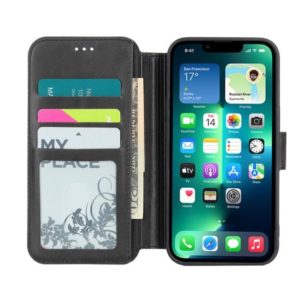 BOOM iPhone 13 Pro Plånboksfodral Calfskin - Svart