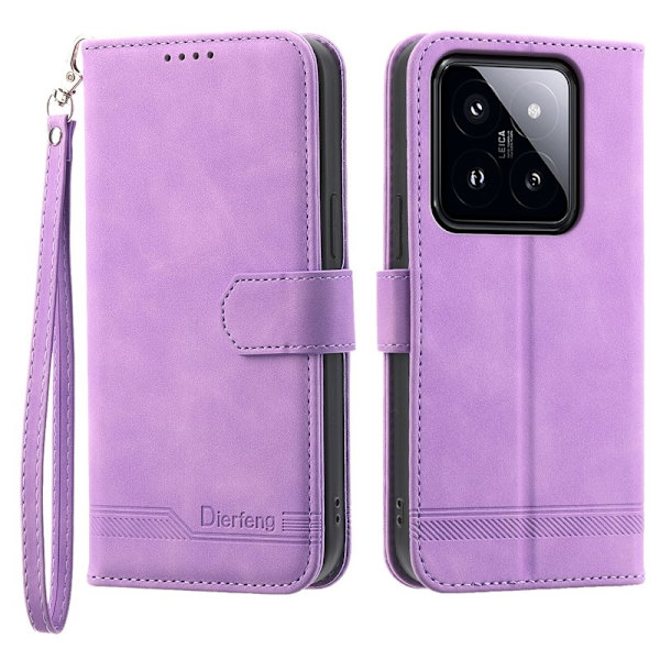DIERFENG Plånboksfodral för Xiaomi 14 Pro - Scratch-resistant Konstläder - Lila