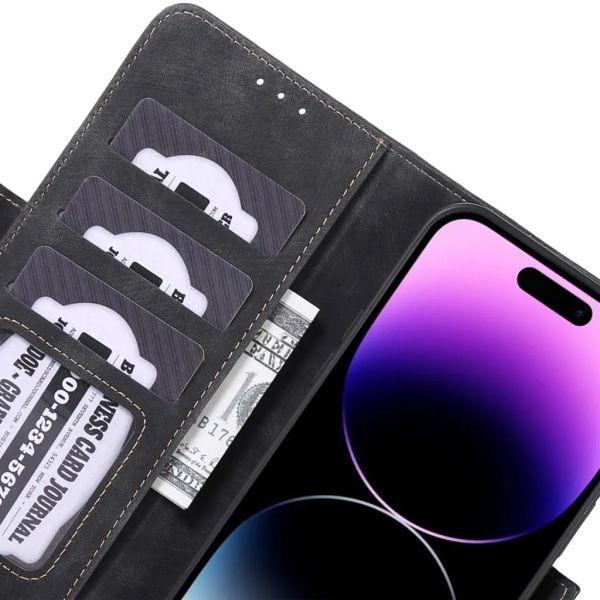 ABEEL iPhone 15 Pro Max -lompakkokotelo - musta