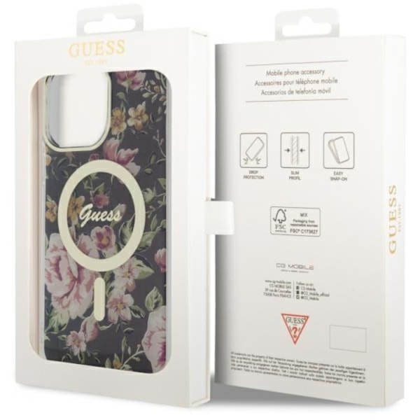 Guess iPhone 14 Pro Mobilskal MagSafe Flower - Svart Svart