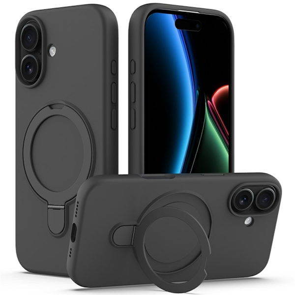 Mobilskal till iPhone 17 MagSafe Kickstand PC + Silikon - Svartgrå Grå