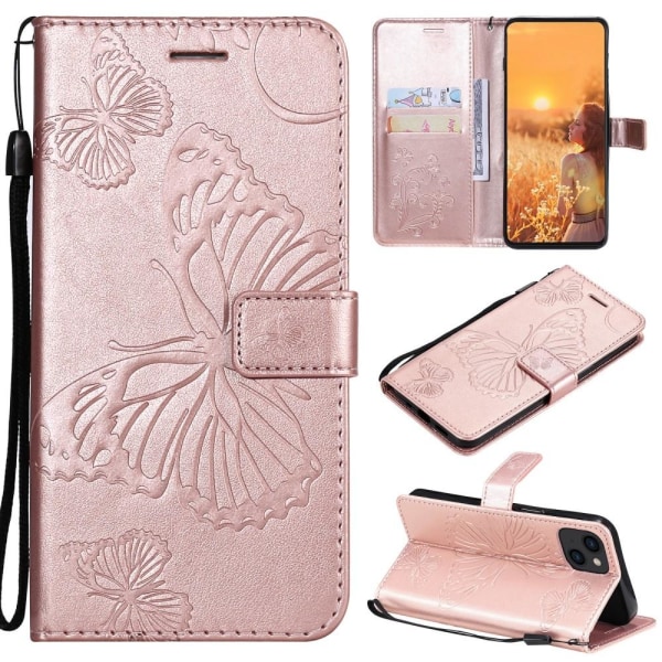 Butterflies Wallet Case iPhone 13 Mini - Rose Gold