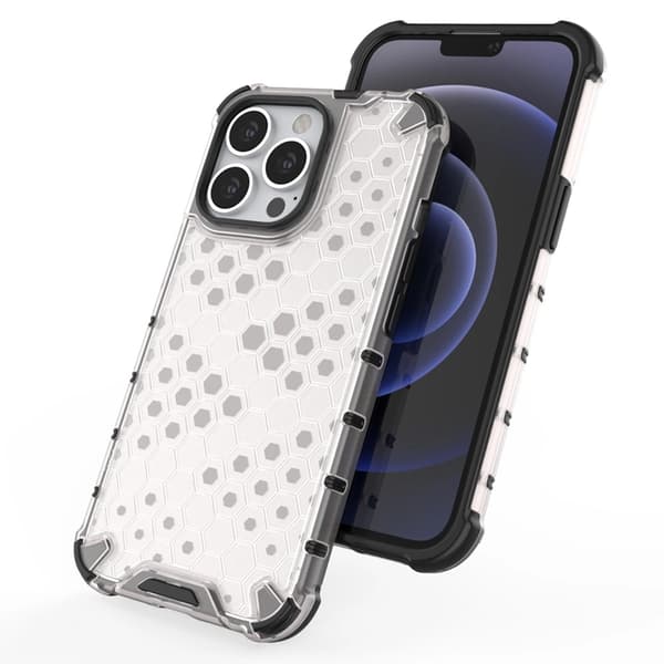 Telefontaske til iPhone 13 Pro Honeycomb Armor - Gennemsigtig