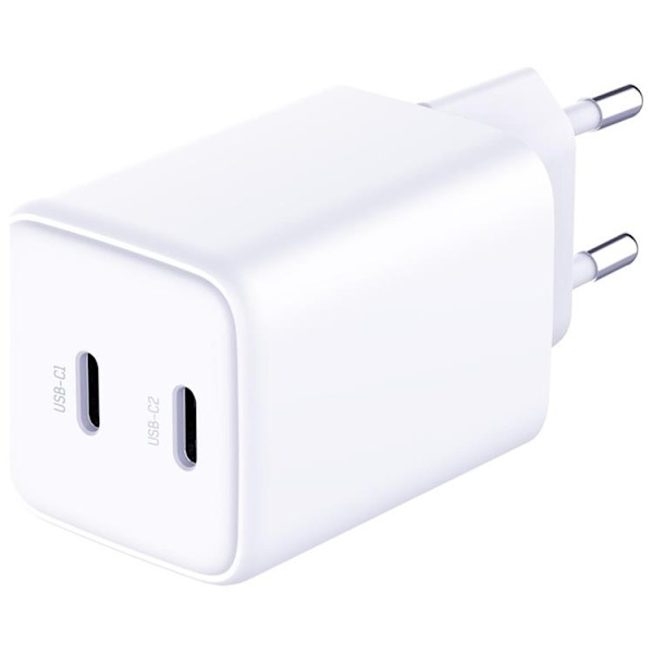 3MK Snabbladdare 45W 2xUSB-C QC4+ PPS 2C Super Fast - Vit Vit