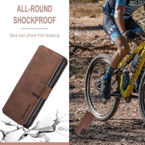DG.MING Stand Retro KonstläderPlånboksfodral Samsung Galaxy A53 5G Brun