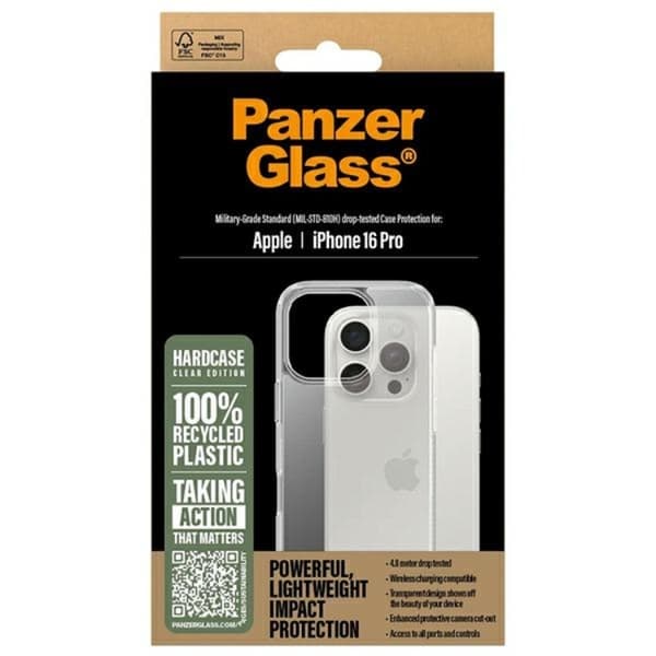 PanzerGlass Telefontaske til iPhone 16 Pro Hard - Hvid/Gennemsigtig Transparent