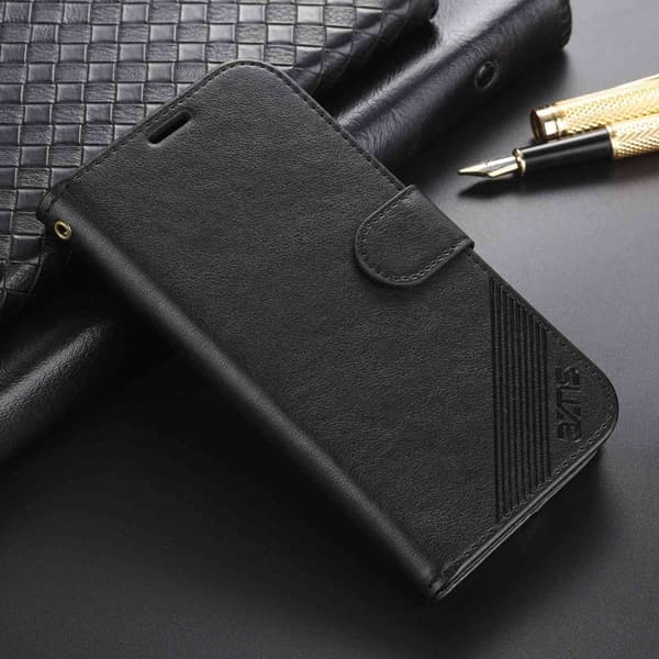 AZNS iPhone 14 Plånboksfodral Shockproof Konstläder - Svart